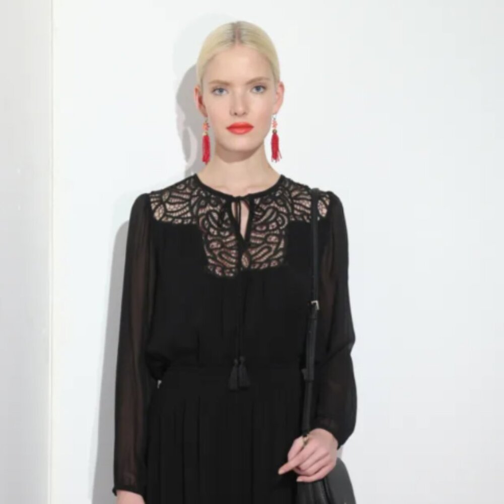 kate spade lace silk sheer blouse XS EUC - Picture 8 of 9